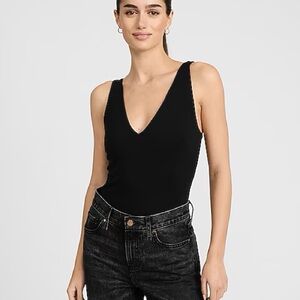 Black V-Neck Bodysuit